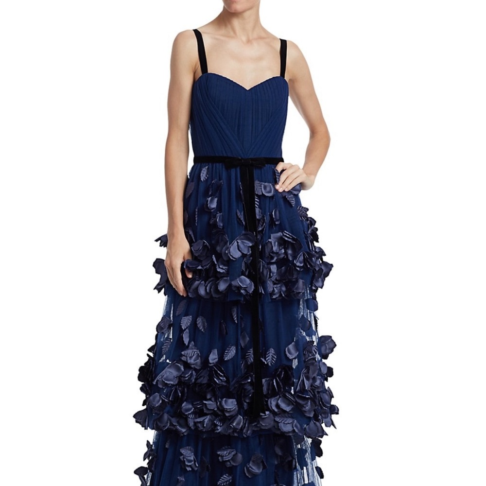 Marchesa Notte
3D Floral Appliqué Tiered Gown